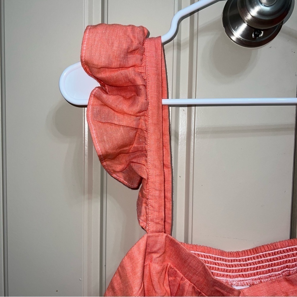 NWT Old Navy Coral Sleeveless Ruffle-Trim Linen-Blend Women’s Top Size XXL - Picture 6 of 14